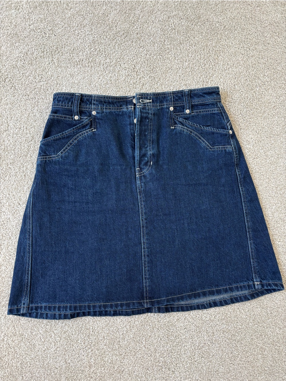 We The Free Suzy Denim Midi Skirt In Deep Ocean